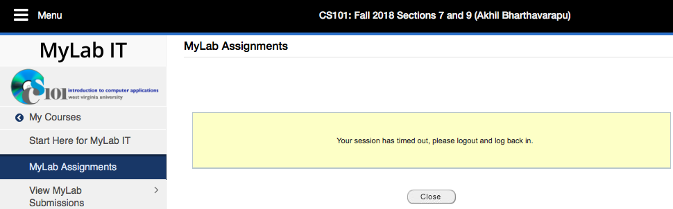 Session Timed Out error